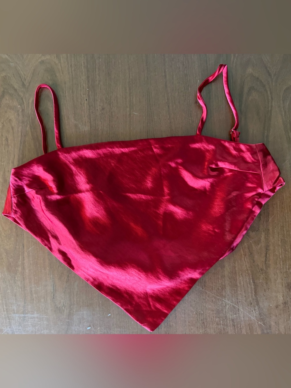 White Fox Red Satin Handkerchief Tie Back Cami Top XS Fits Small